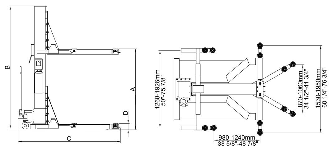 SML-6 Portable Single Post Lift - AMGO